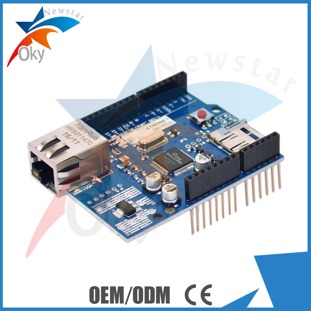 Οι ασπίδες Ethernet W5100 R3 για Arduino, προσθέτουν τη υποδοχή κάρτας τμημάτων μικροϋπολογιστής-SD